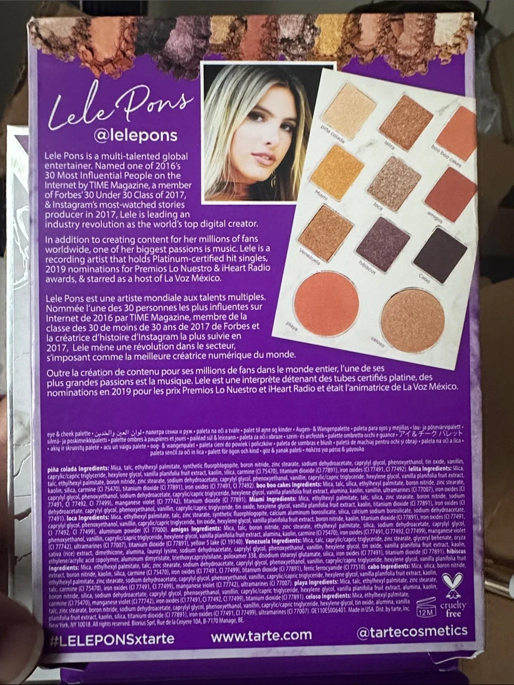 tarte Lele Pons Eye & Cheek Palette — Purple, Gold, Bronze